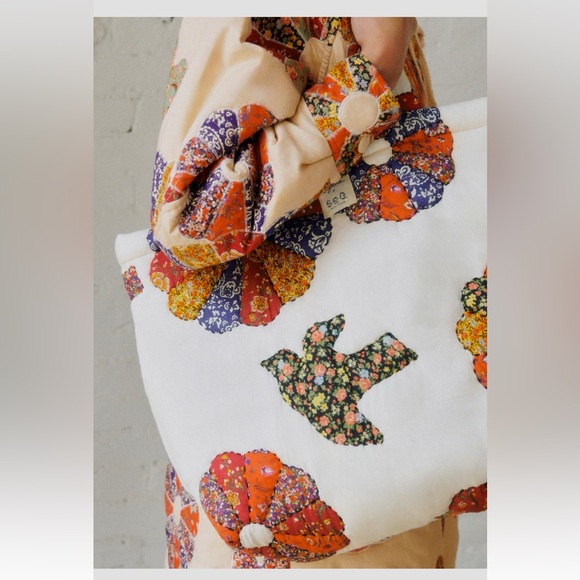 Sezane x Sea New York Floral Patchwork quilted Tote Bag - Picture 3 of 4